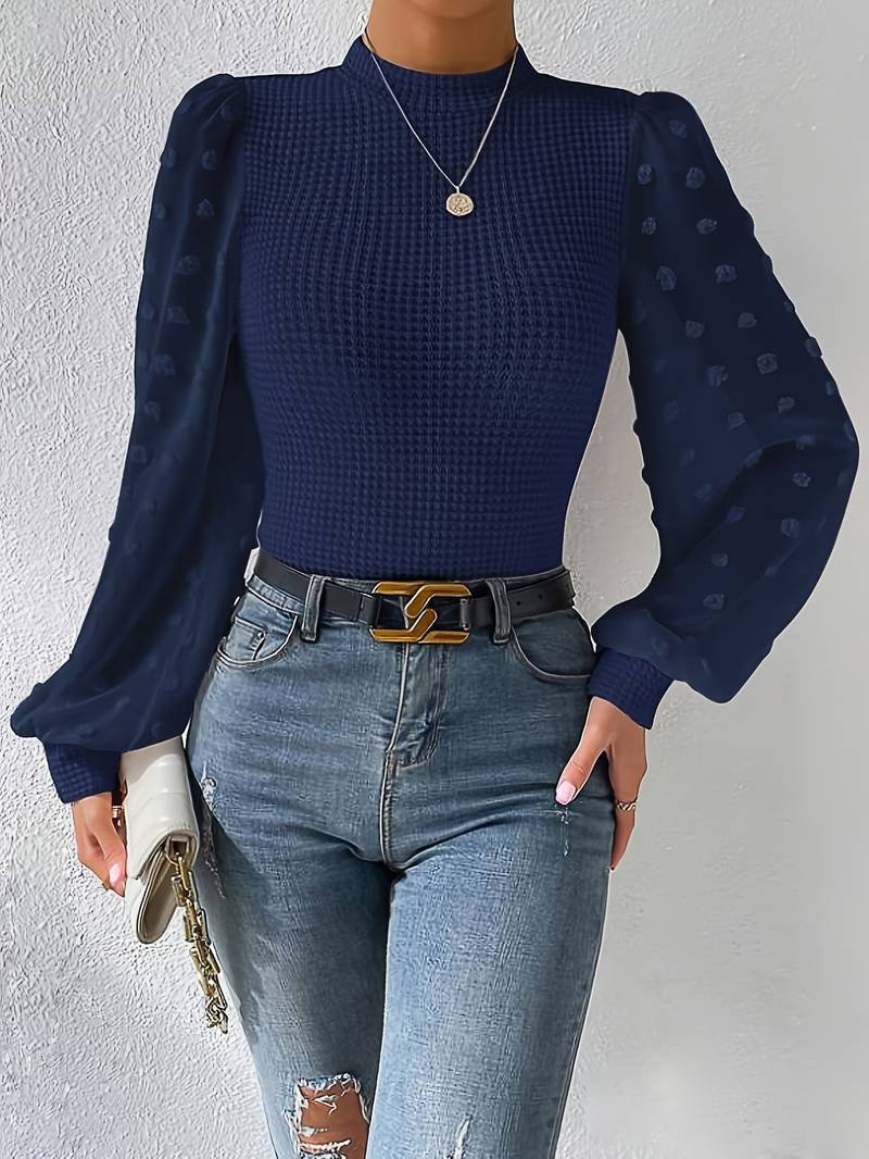 Ivyshape | Women's Knitted Blouse Long Sleeve