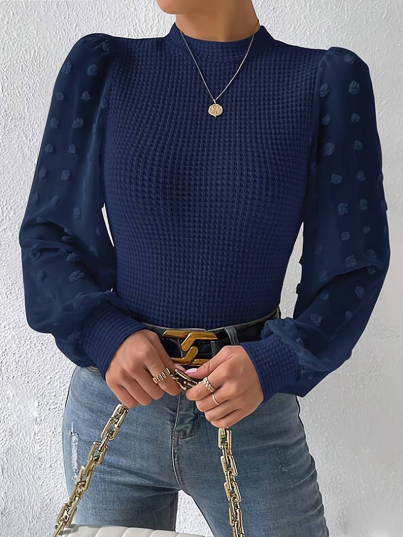 Ivyshape | Women's Knitted Blouse Long Sleeve