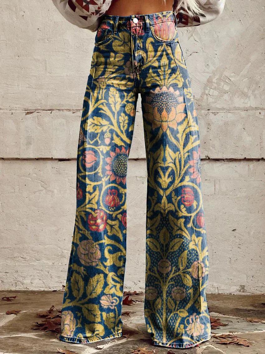 Ivyshape | Wide Floral Jeans