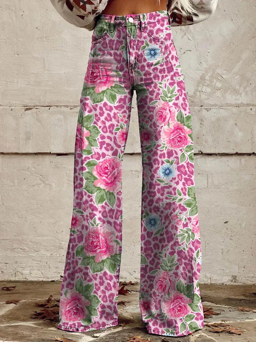 Ivyshape | Wide Floral Jeans