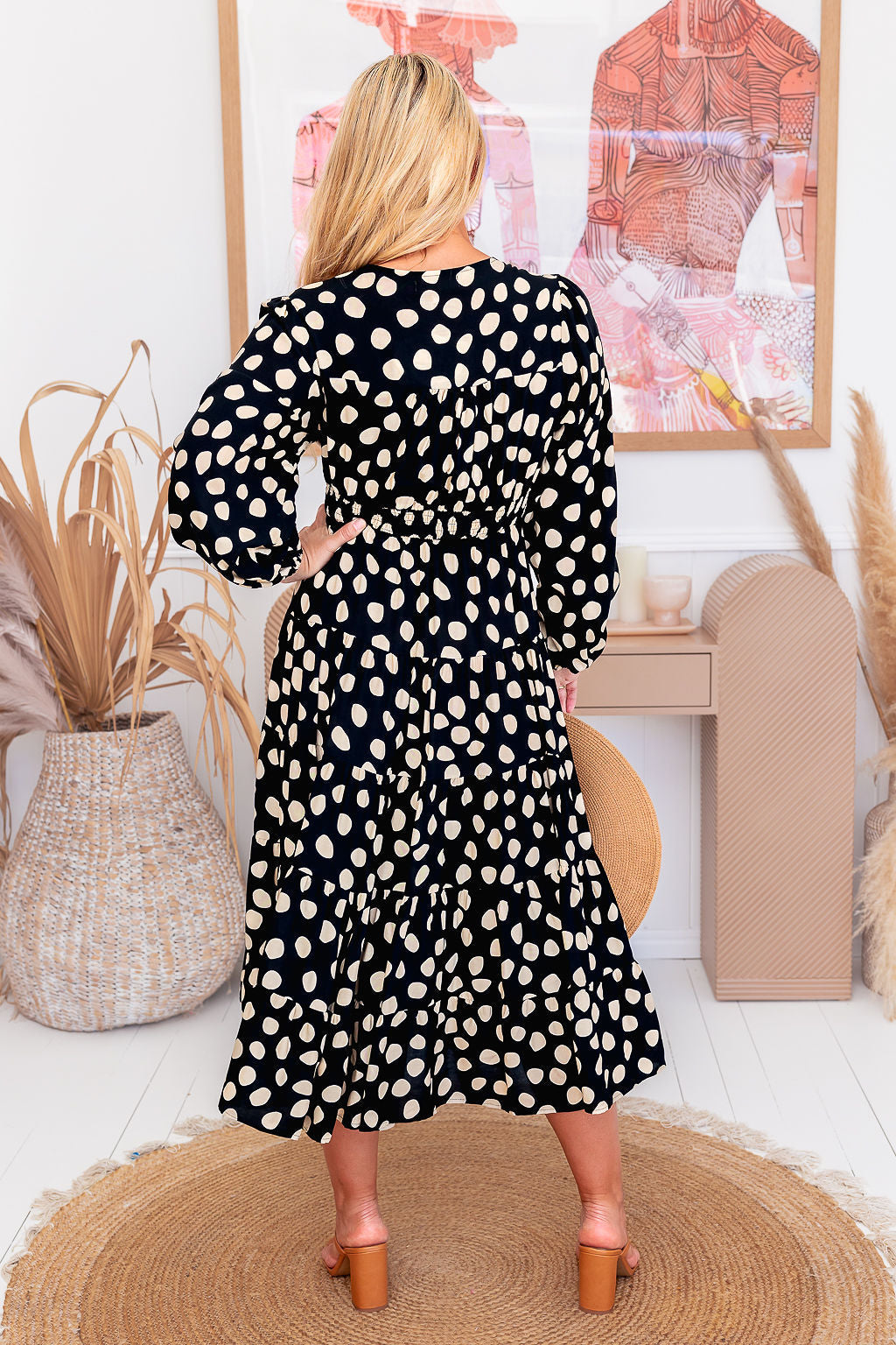 Rina Dress - Dark Polka Dot