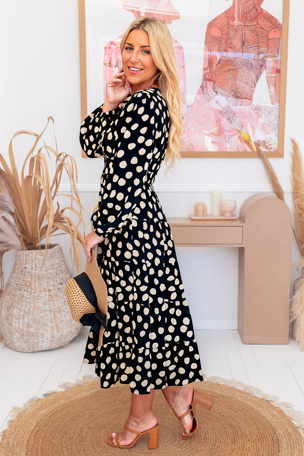 Rina Dress - Dark Polka Dot