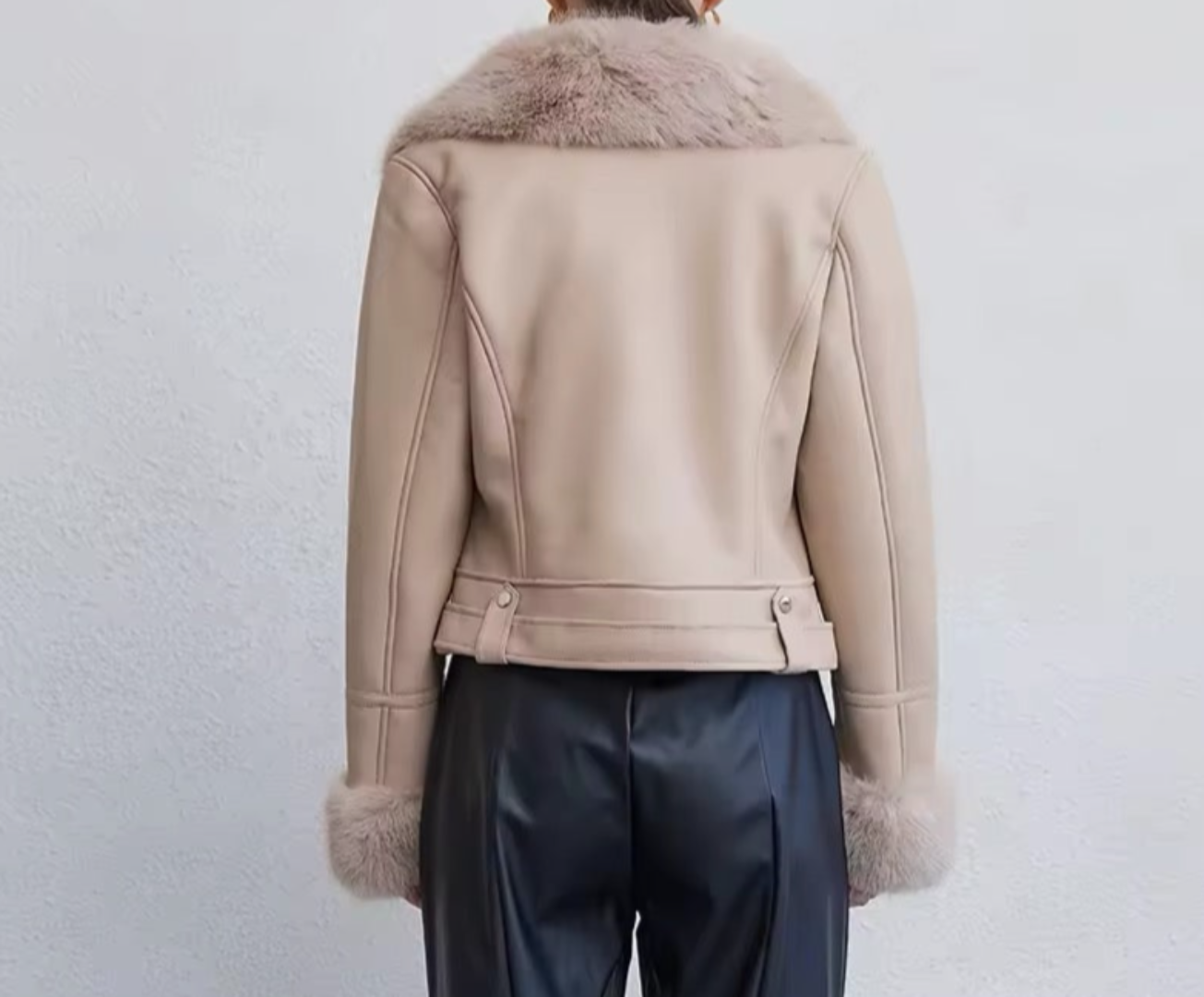 Ivyshape | Stylish Leather Puffer Coat