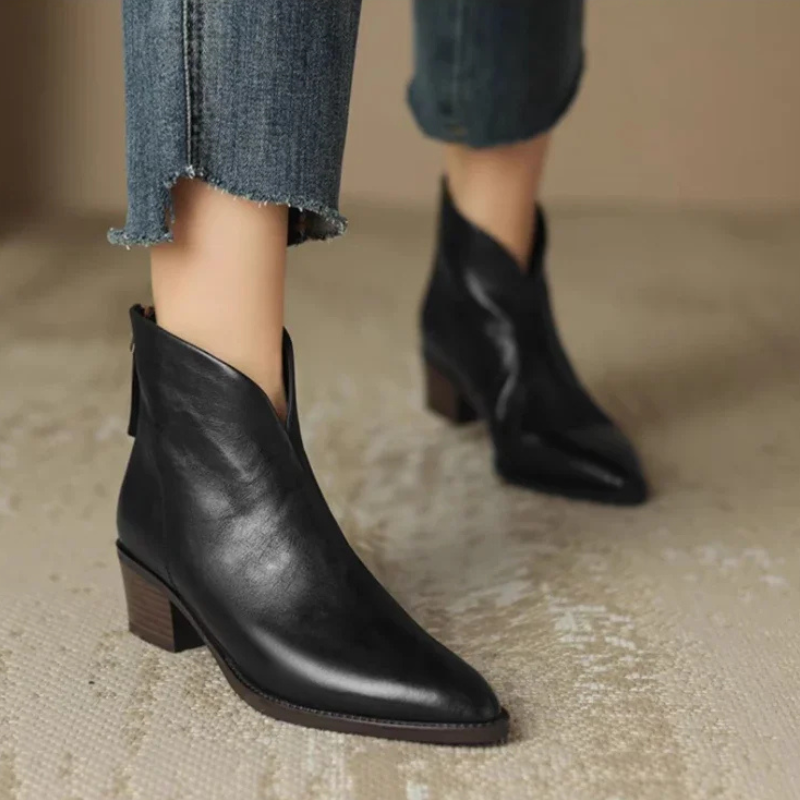 Ivyshape | Elegant Leather Heeled Boots