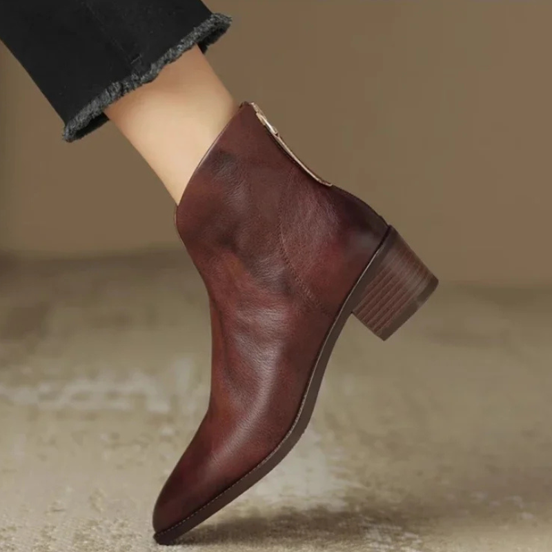 Ivyshape | Elegant Leather Heeled Boots