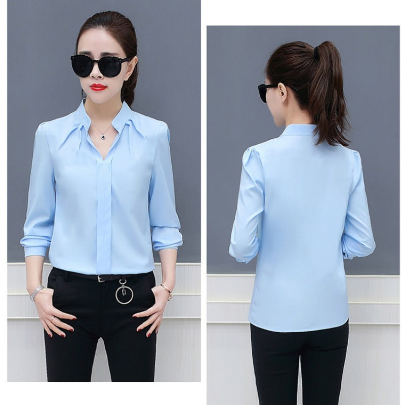 V-Neck Formal Chiffon Blouse