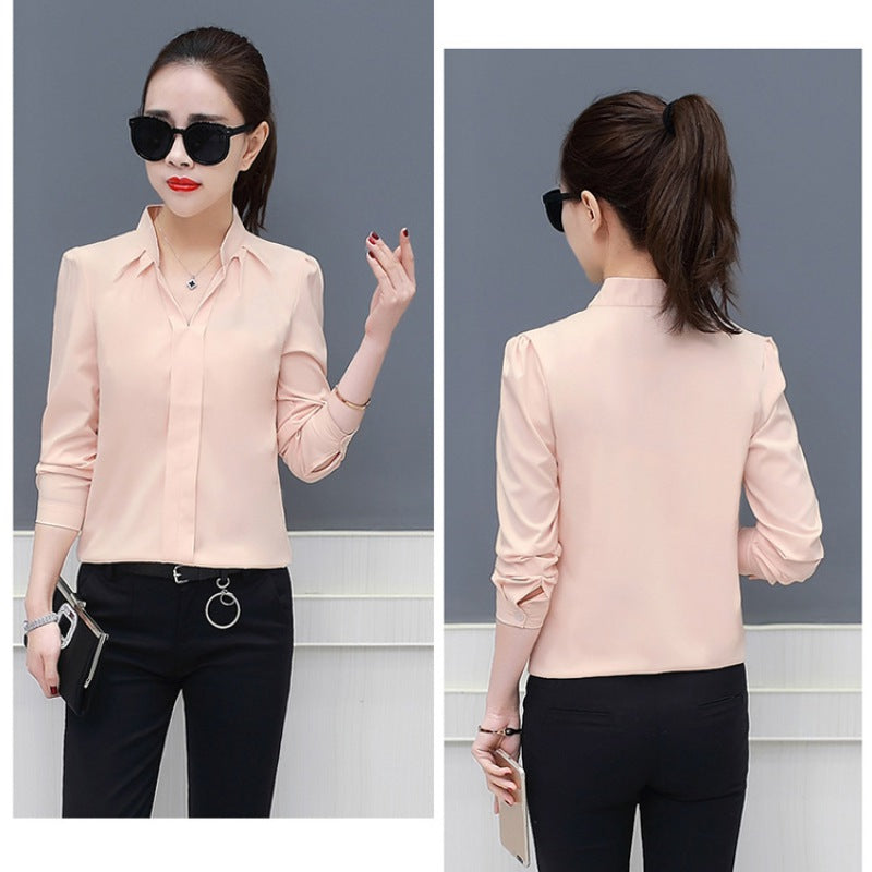 V-Neck Formal Chiffon Blouse