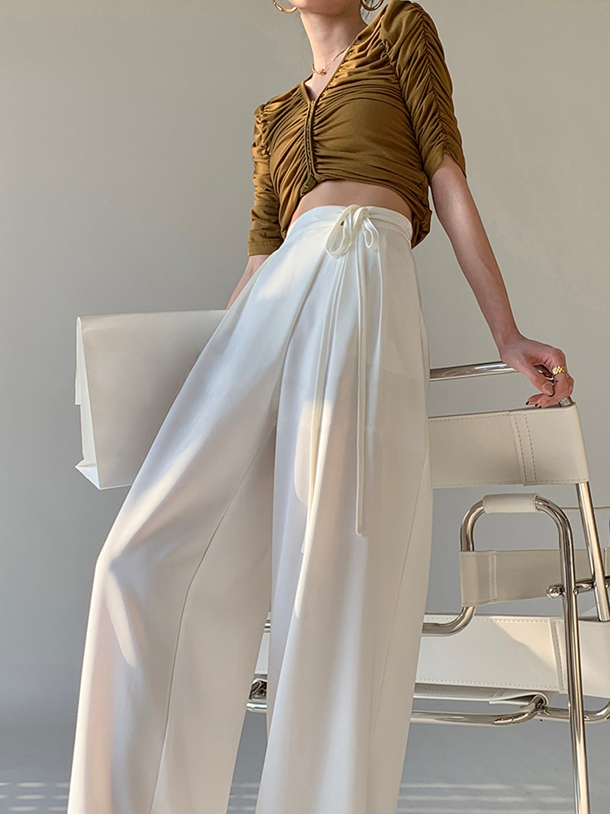 Ivyshape | Wide Ladies' Trousers with A Wide Leg Shape