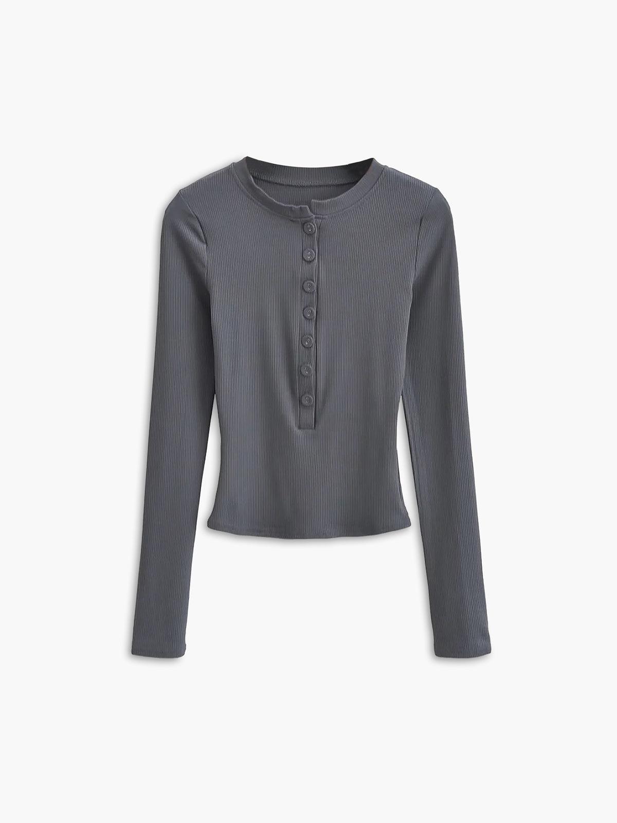 Ivyshape | Long-Sleeved Shirt with Button Closure