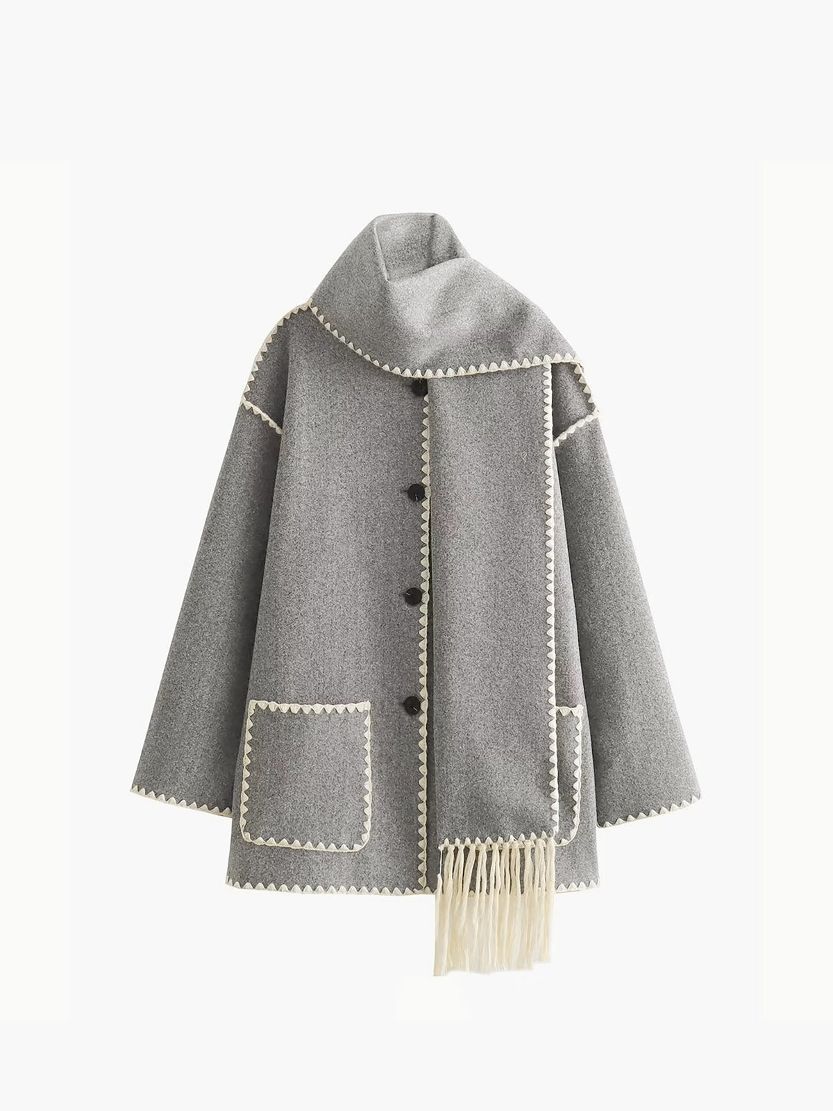 Ivyshape | Stylish Jacket With Matching Scarf