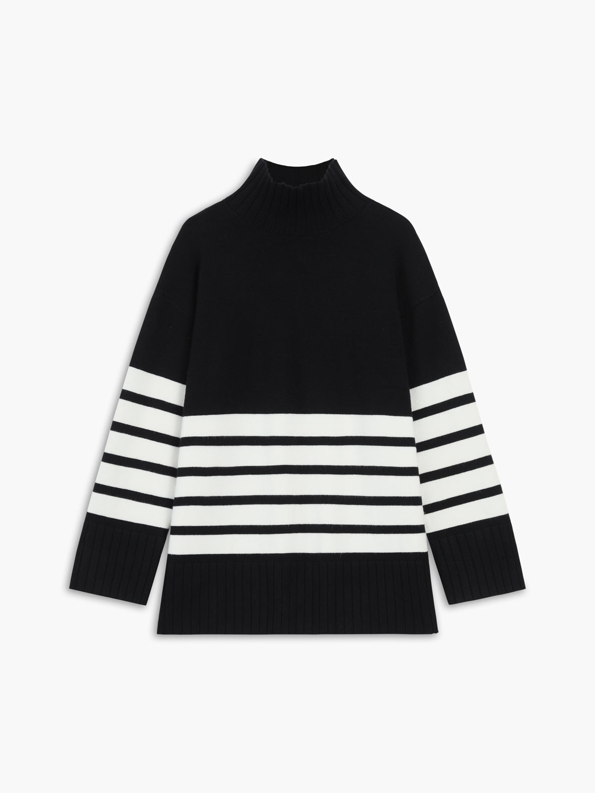 Ivyshape | Striped Women's Turtleneck Sweater for Fall