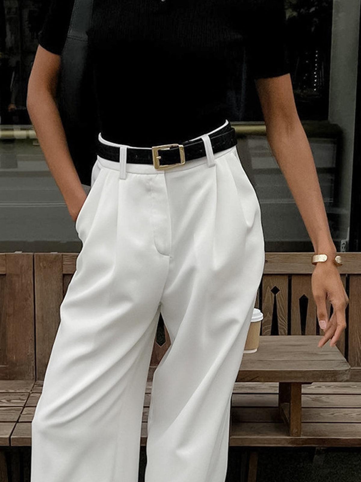 Ivyshape | Pleated, Wide Leg Trousers for Women