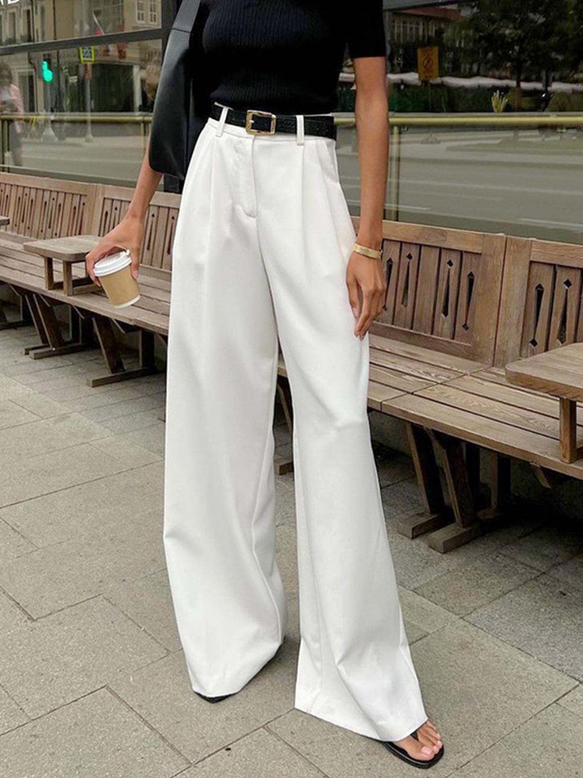 Ivyshape | Pleated, Wide Leg Trousers for Women