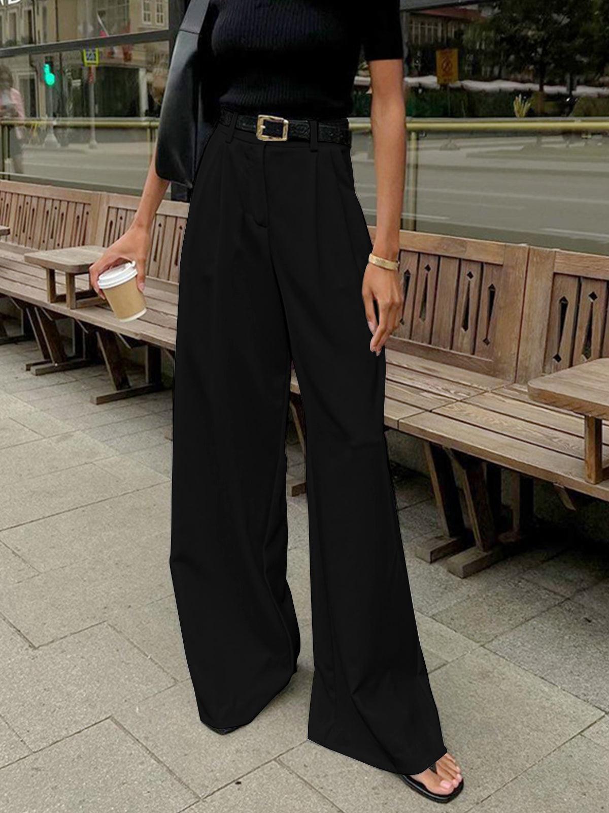 Ivyshape | Pleated, Wide Leg Trousers for Women