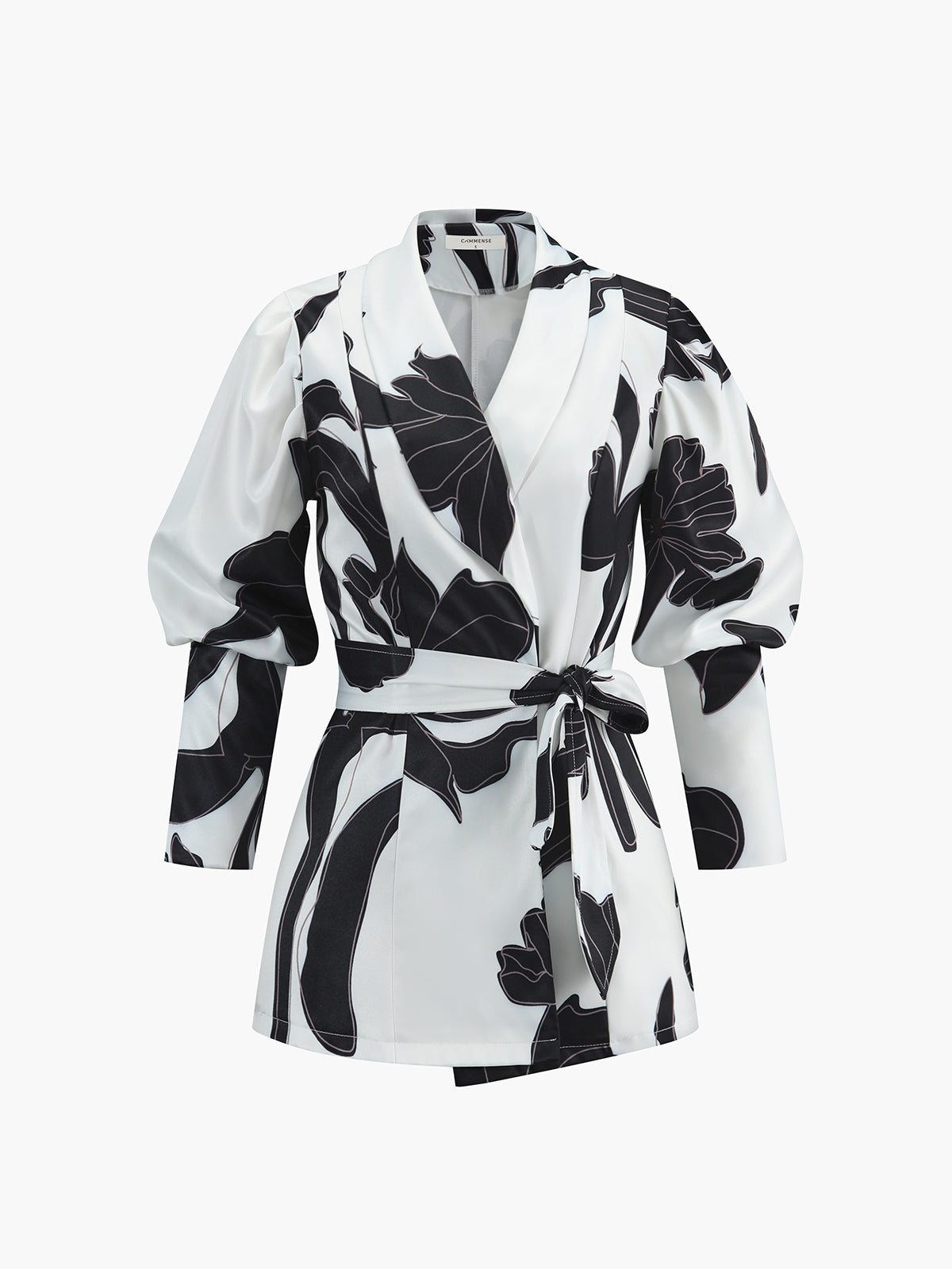 Ivyshape | Women's Elegant Printed Blazer Jacket Black