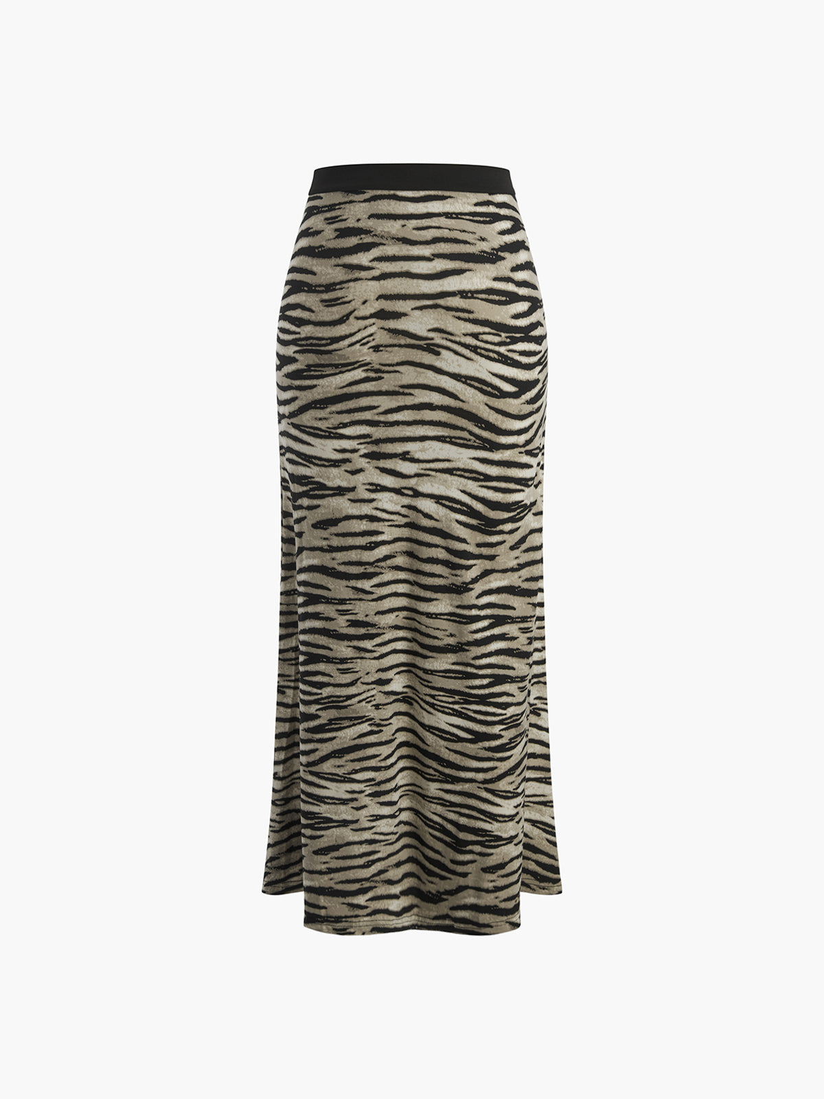 Ivyshape | Women's Elegant Tiger Print Maxi Skirt Brown