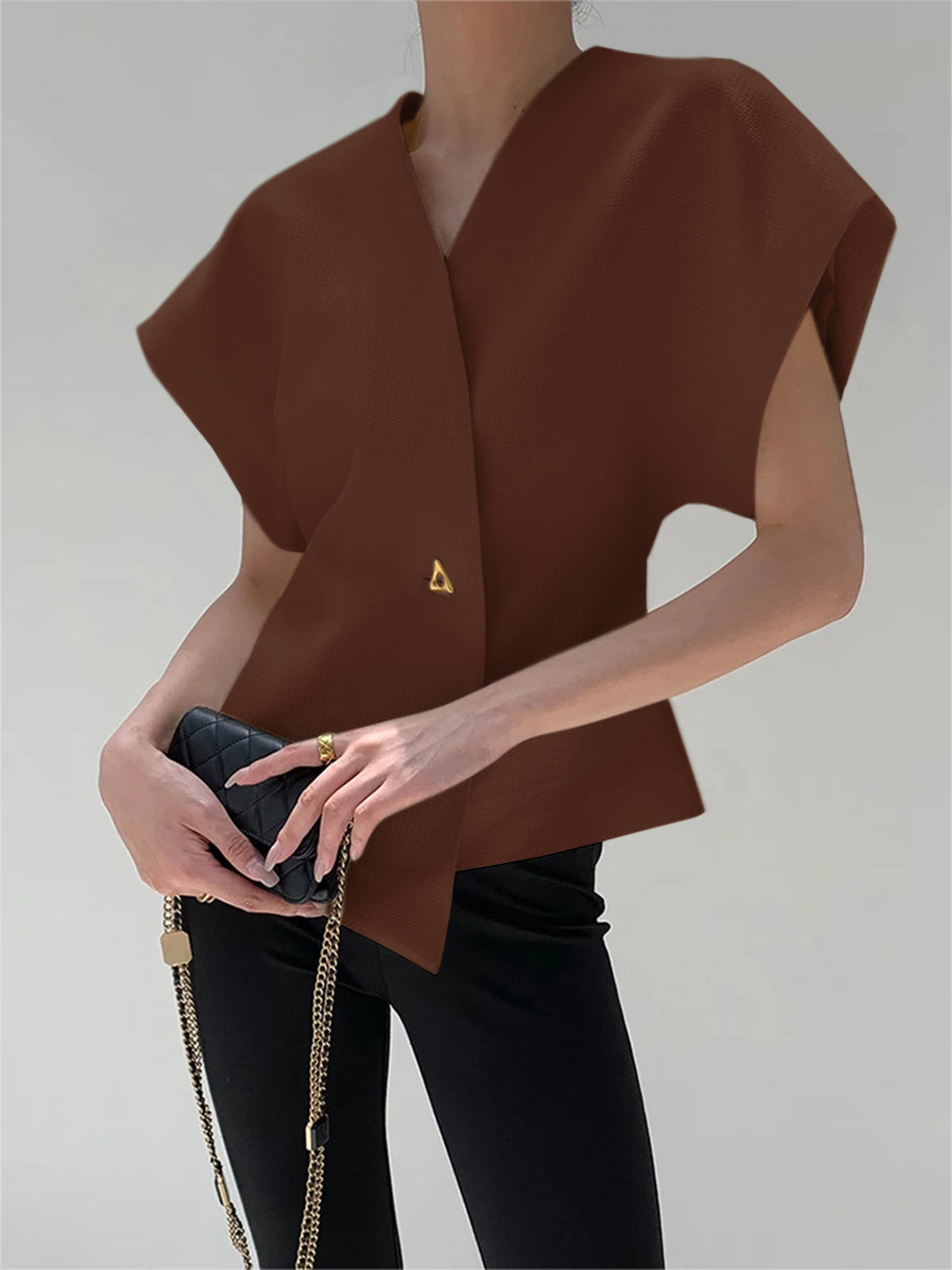 Ivyshape | V-Neck Asymmetric Top