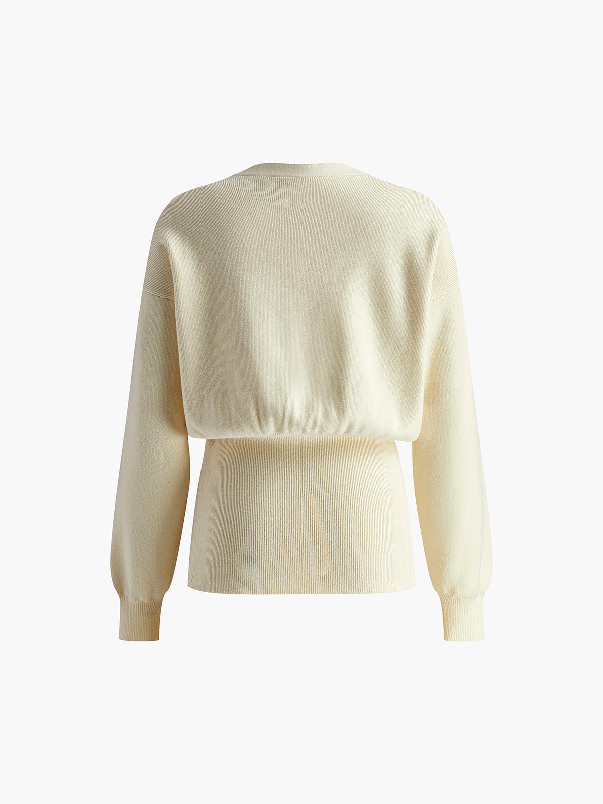 Ivyshape | Solid Color Cardigan with Gold Button Placket for Women