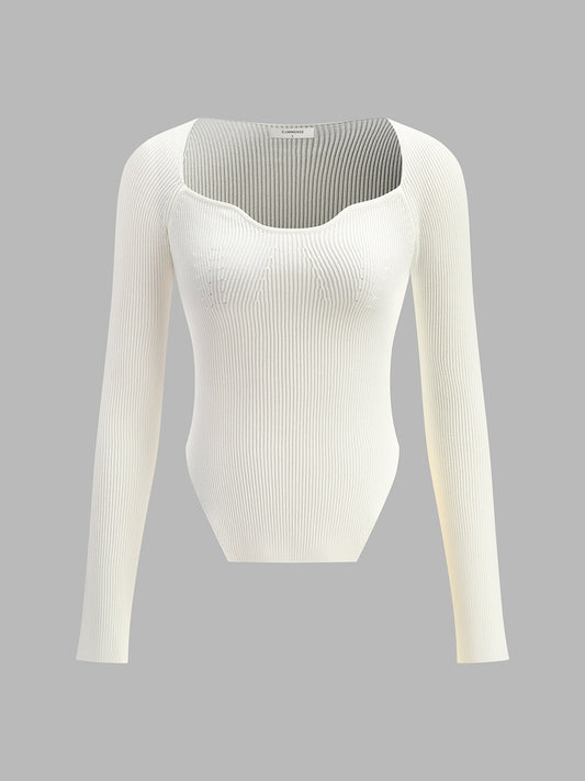 Ivyshape | Stylish Long Sleeve Knit Top Blouse for Women