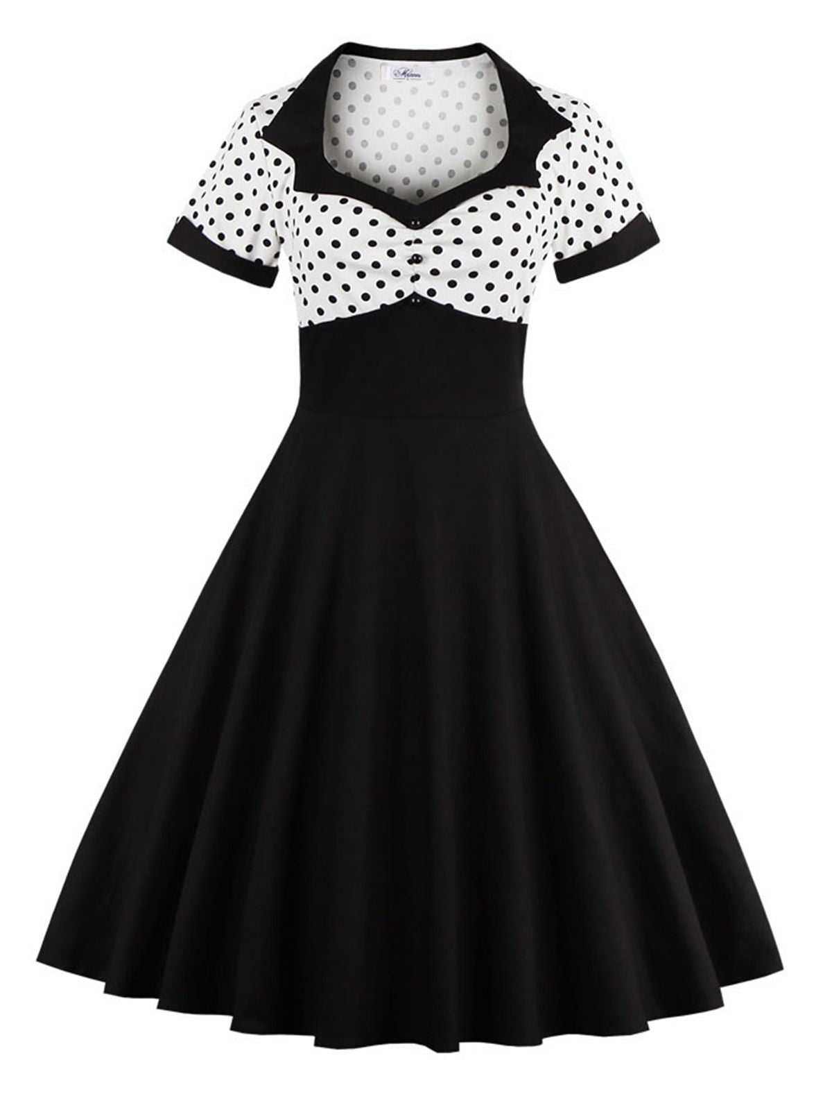 Polka Dot Patchwork Swing Dress