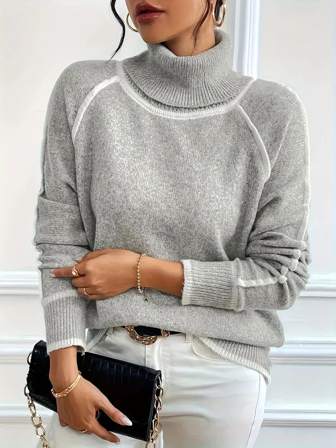 Ivyshape | Cozy Cashmere Turtleneck Sweater for Women