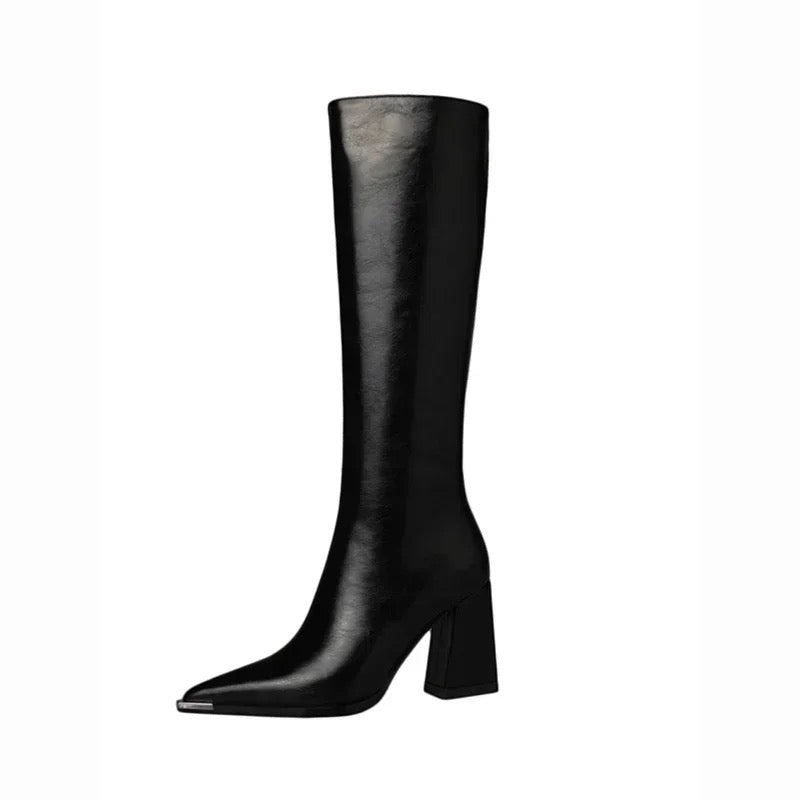 Ivyshape | Knee High Pointed Leather Boots