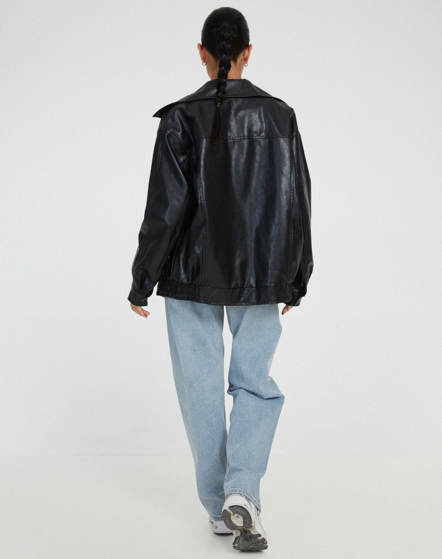 Ivyshape | Oversized Leather Jacket