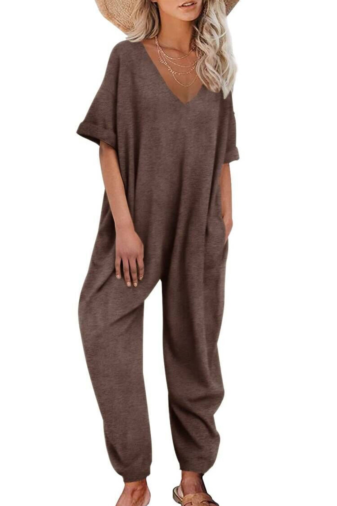 Ivyshape | V Neck Loose Jumpsuits