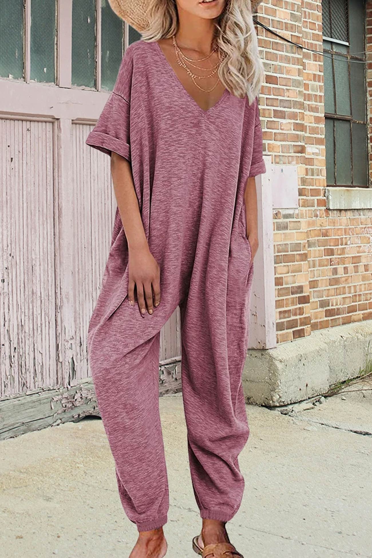 Ivyshape | V Neck Loose Jumpsuits