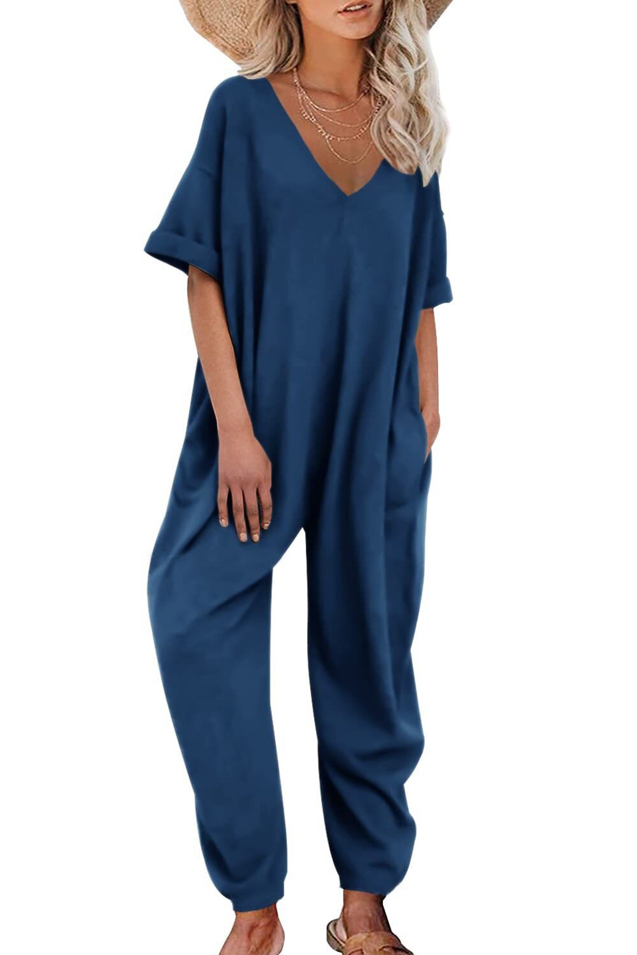 Ivyshape | V Neck Loose Jumpsuits