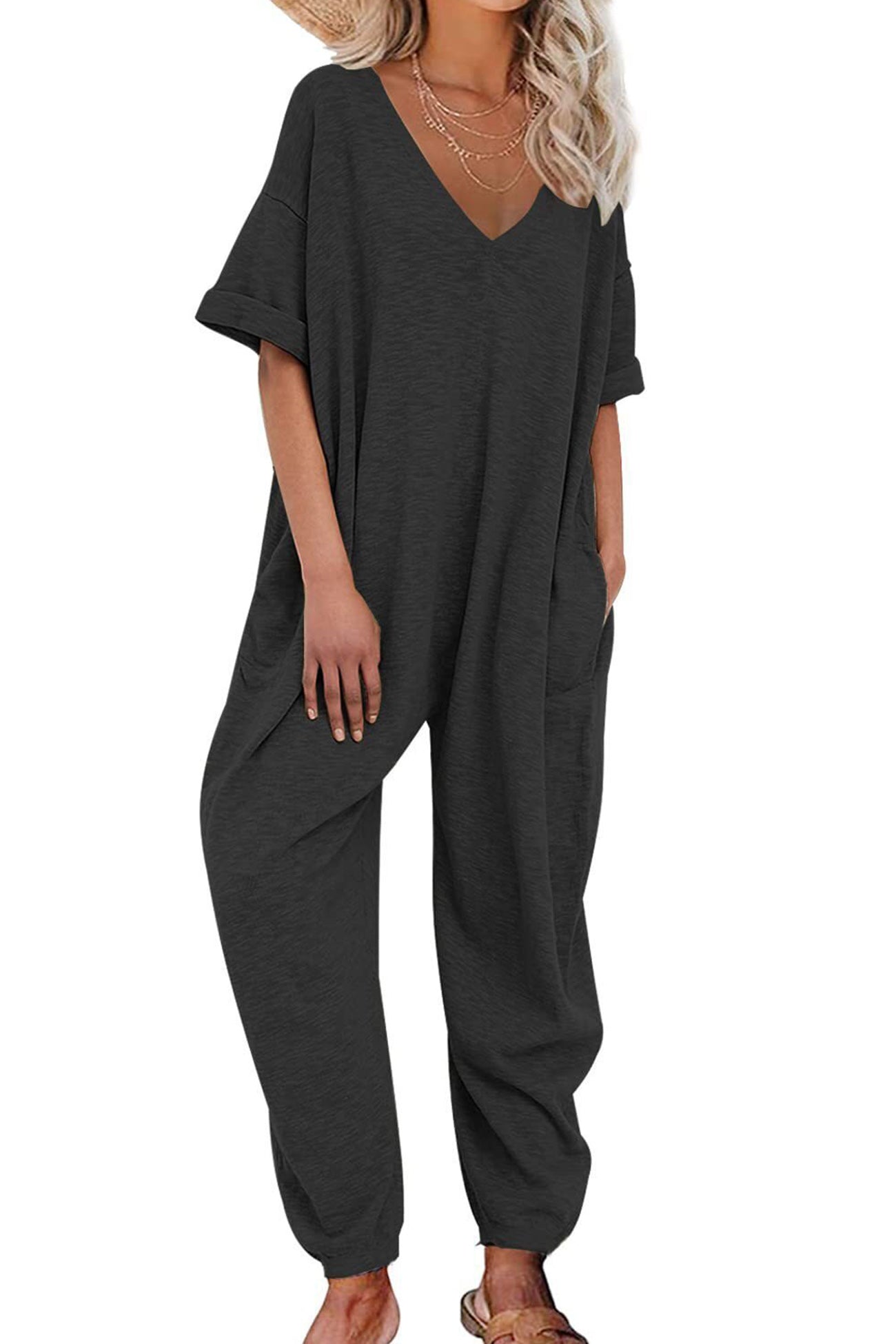 Ivyshape | V Neck Loose Jumpsuits