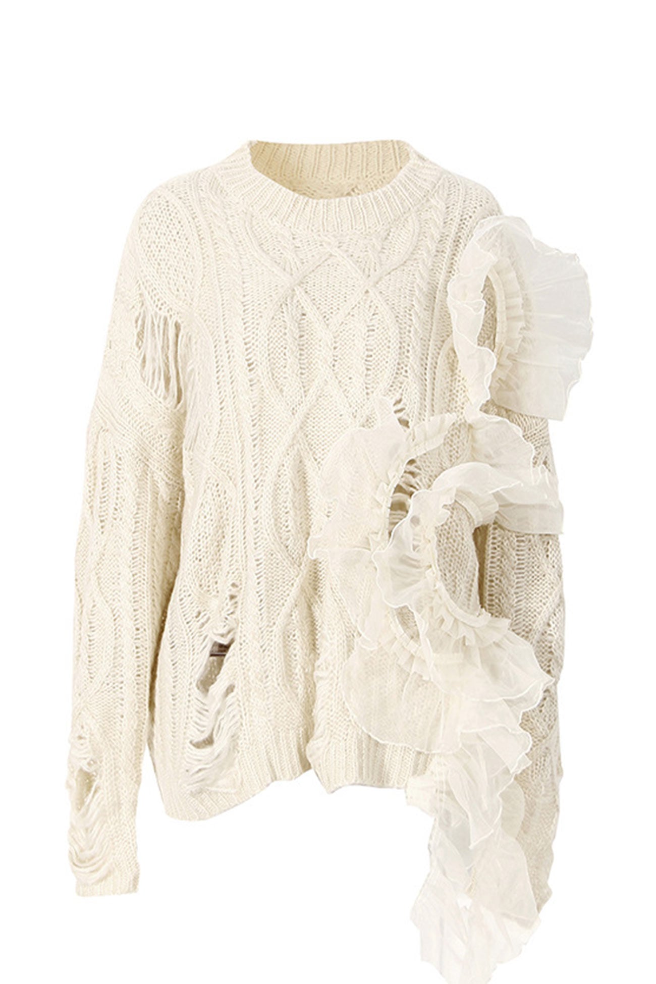 Twist Ruffled Hole Sweater