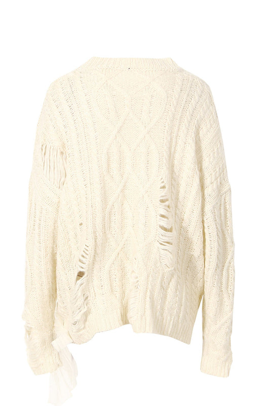 Twist Ruffled Hole Sweater