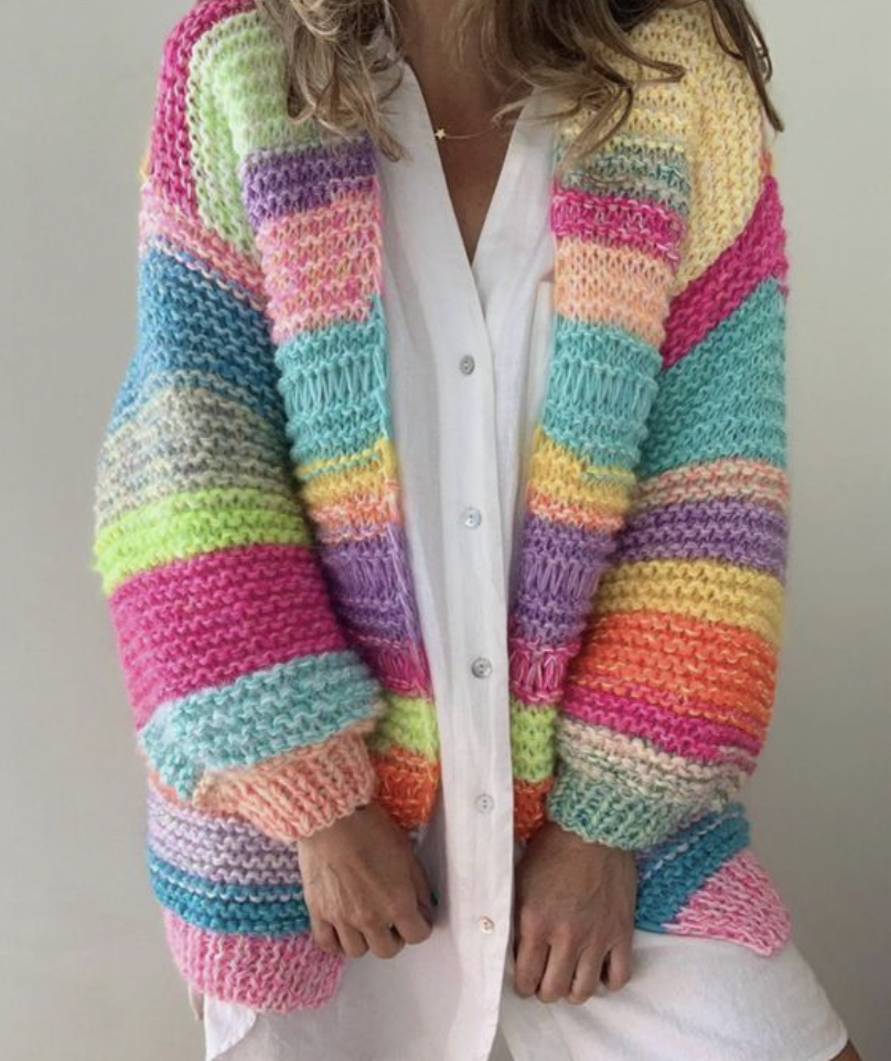 Ivyshape | Warmer Stylish Knit Cardigan In Rainbow Colors