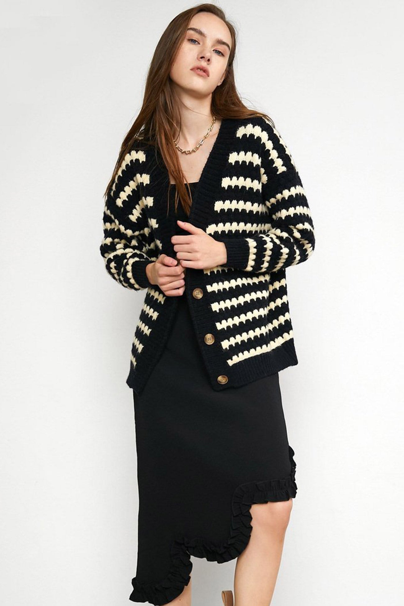 Striped Knitted Cardigan