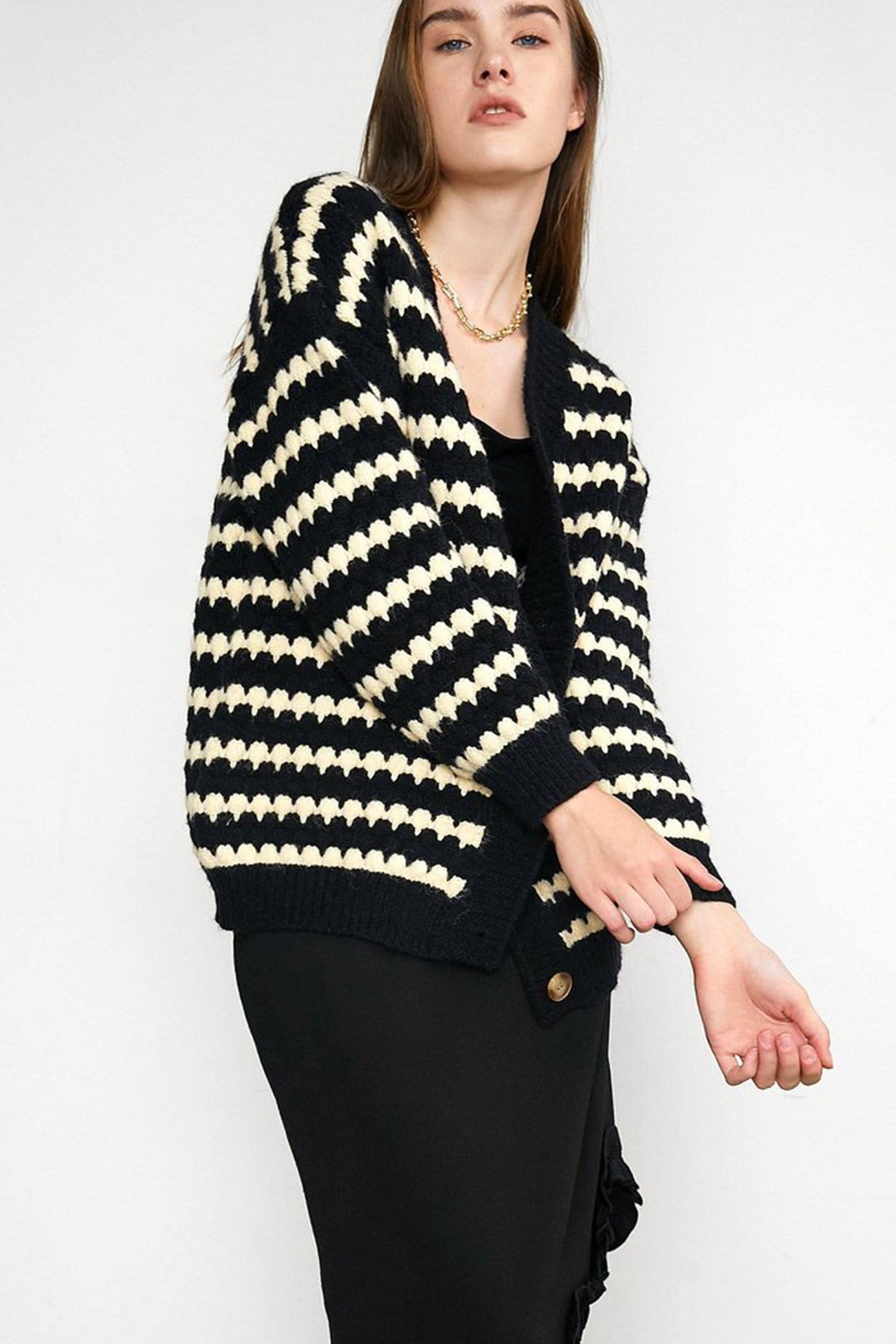 Striped Knitted Cardigan