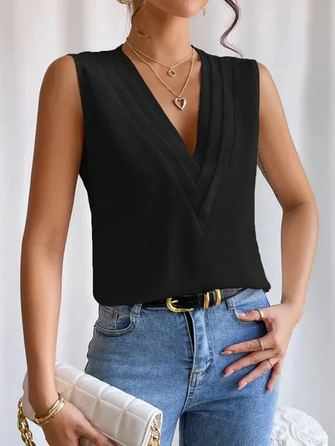 Chic Sleeveless White Blouse for Women