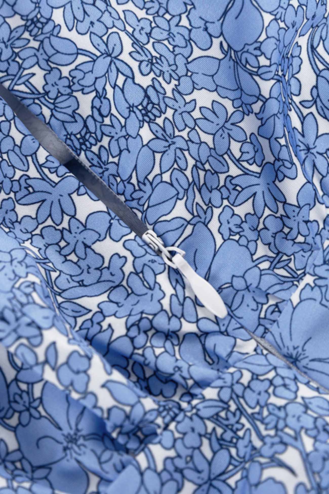 Ivyshape | Women's Puffy Floral Dress Blue