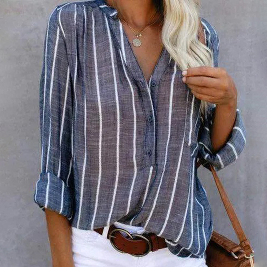 Ivyshape | Women's Shirt with Vertical Stripes