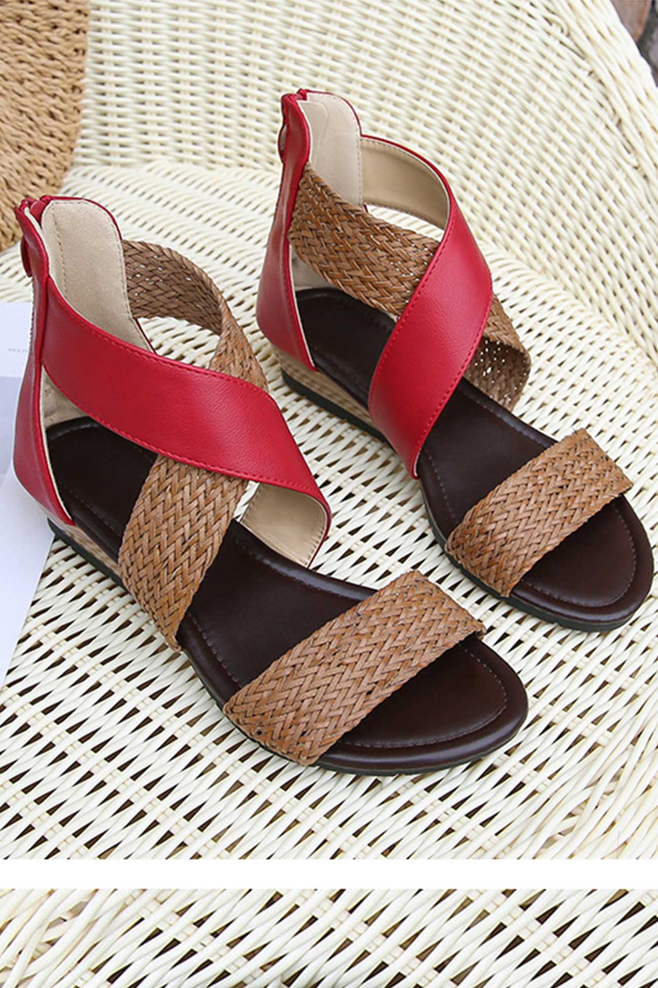 Weave Cross Slides Vintage Sandals