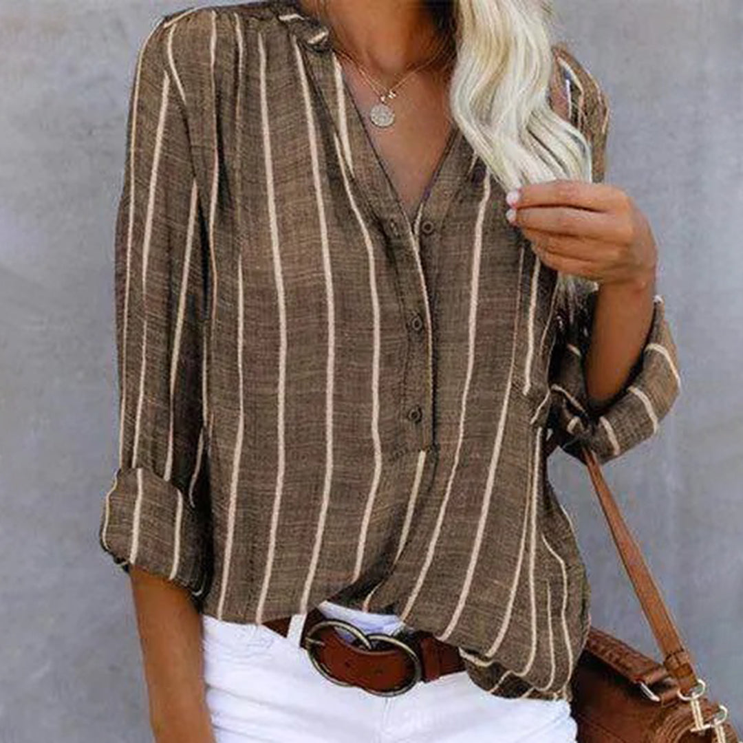 Ivyshape | Women's Shirt with Vertical Stripes