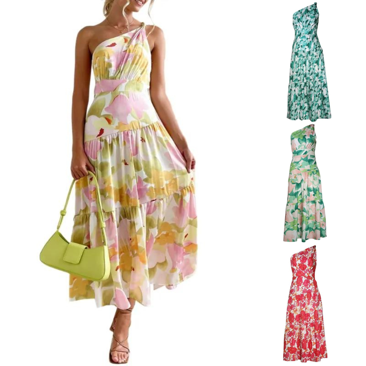 Summer Floral Print One Shoulder Long Dress | Perfect for Casual Days