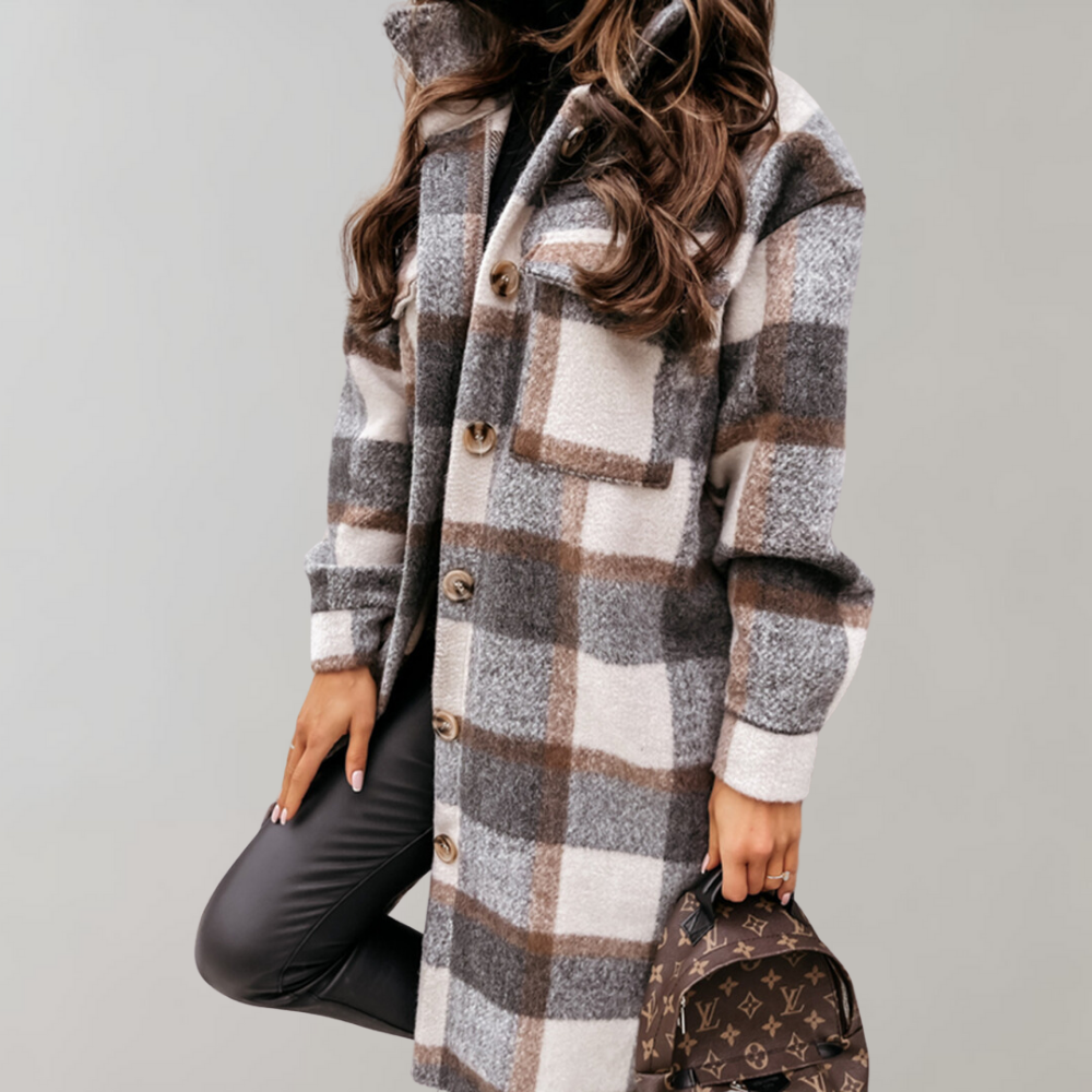 Ivyshape | Street Checkered Jacket for Women