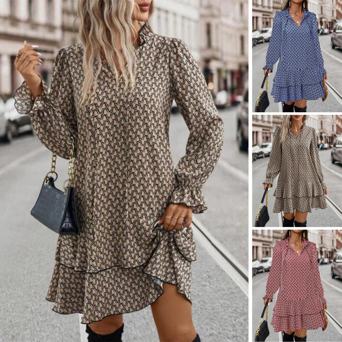 Summer Elegant Short Dress with Long Sleeves | Ideal for Summer