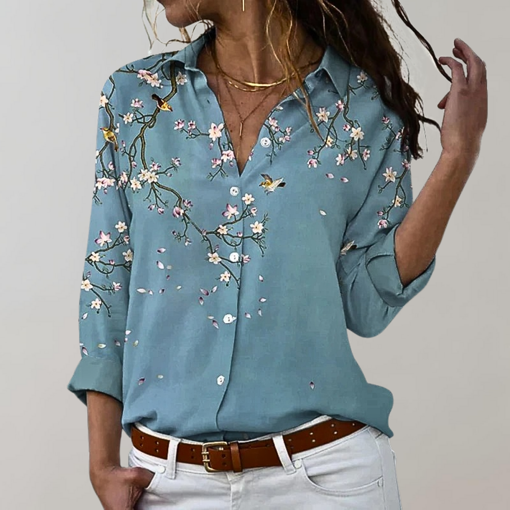 Ivyshape | Paisley Print Button Blouse for Women