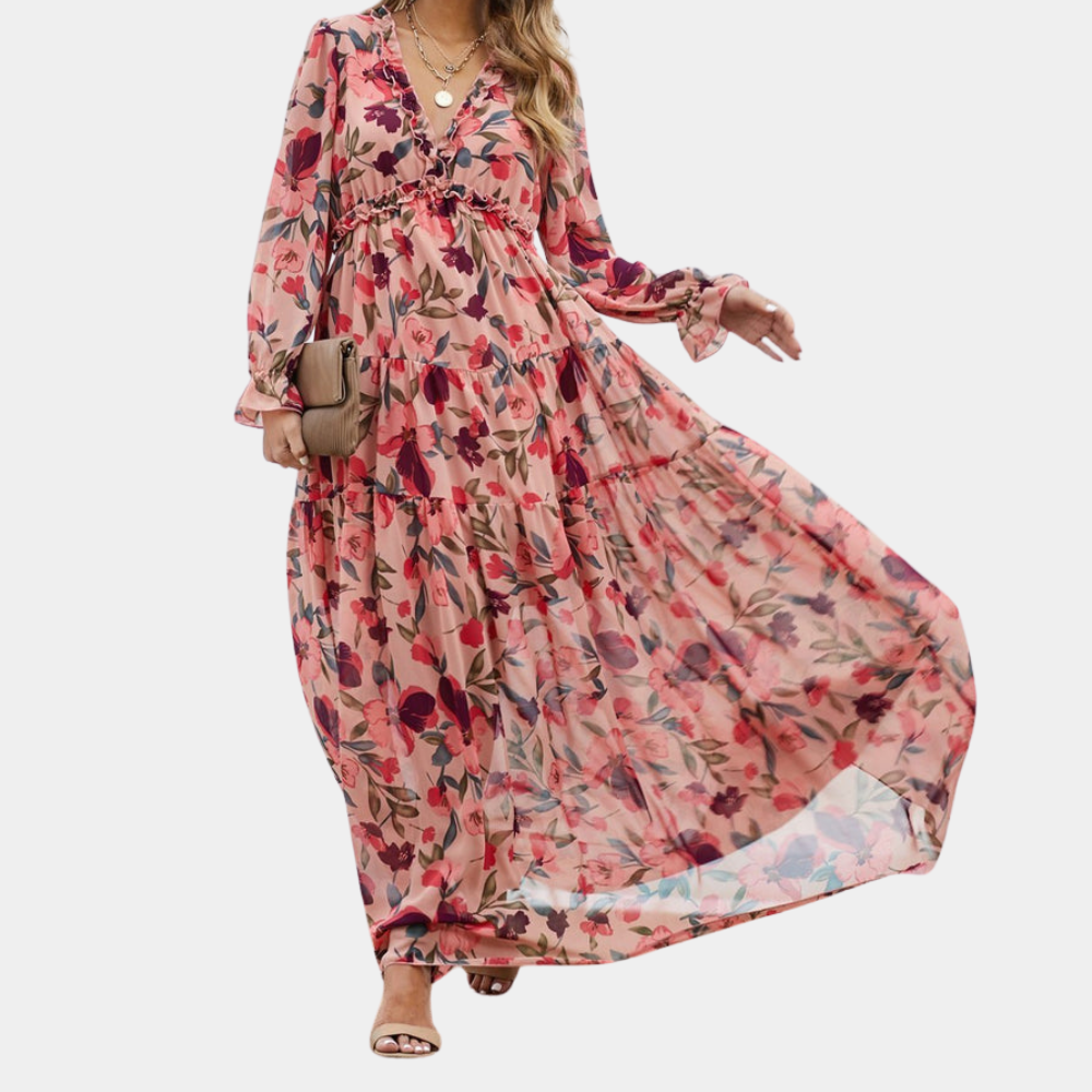 Women's Floral Maxi Dress - Boho - Unique Print - Ideal for Summer