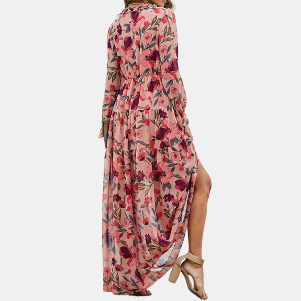 Women's Floral Maxi Dress - Boho - Unique Print - Ideal for Summer