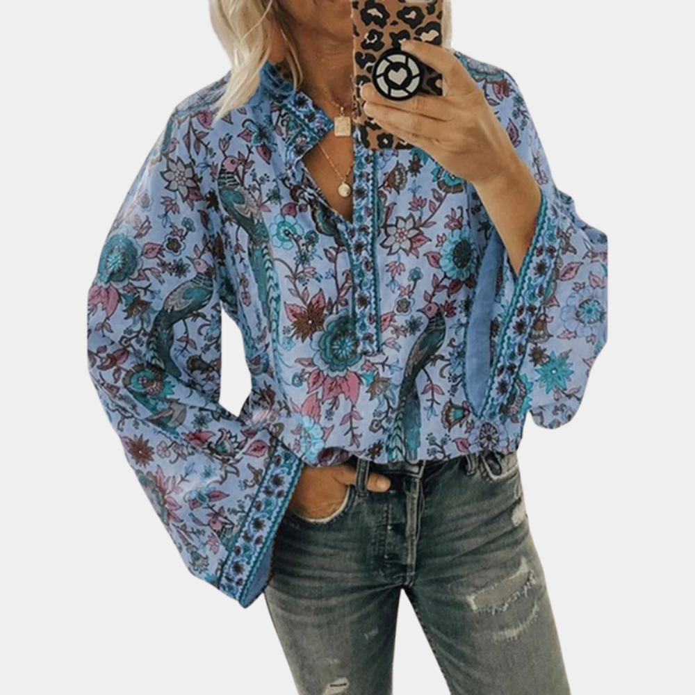 Ivyshape | Women's Blouse with Floral Pattern.