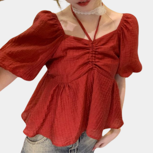 Ivyshape | Stylish Women's Blouse with Puff Sleeves