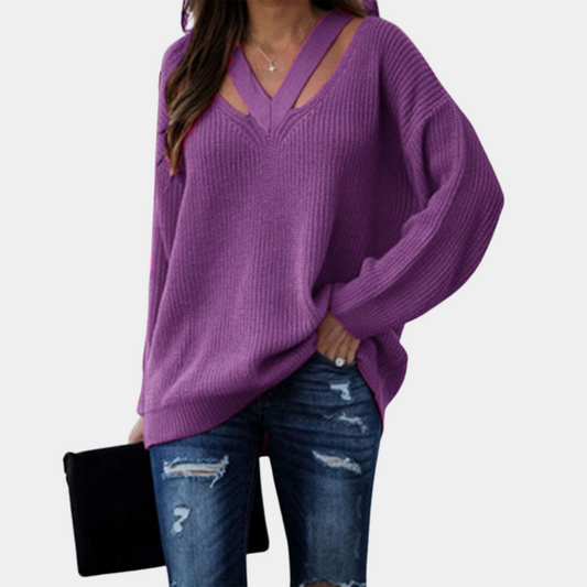 Ivyshape | Women's Sweater with Stylish V-Neck